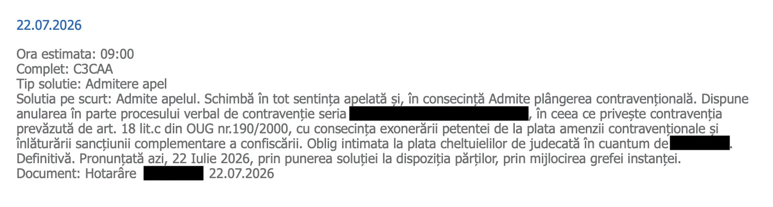 Hotărâre definitivă privind anularea unei amenzi contravenționale ANAF și confiscarea unor bijuterii din aur
